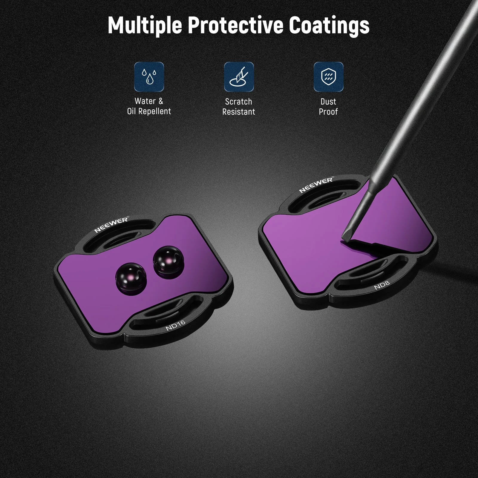 NEEWER 4 Pack ND Filter Kit compatible with DJI Avata 2 ND8 ND16 ND32 ND64