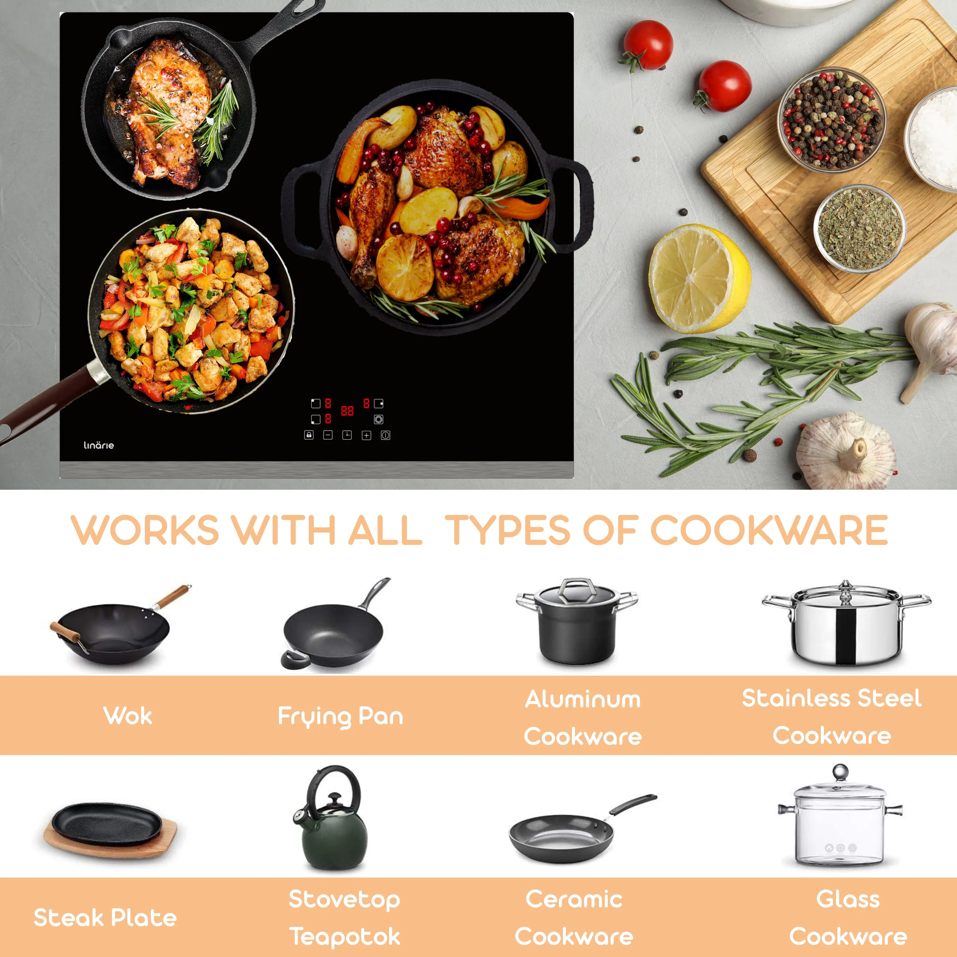 Nice 60cm 3 Zone Ceramic Cooktop LS60C3Z