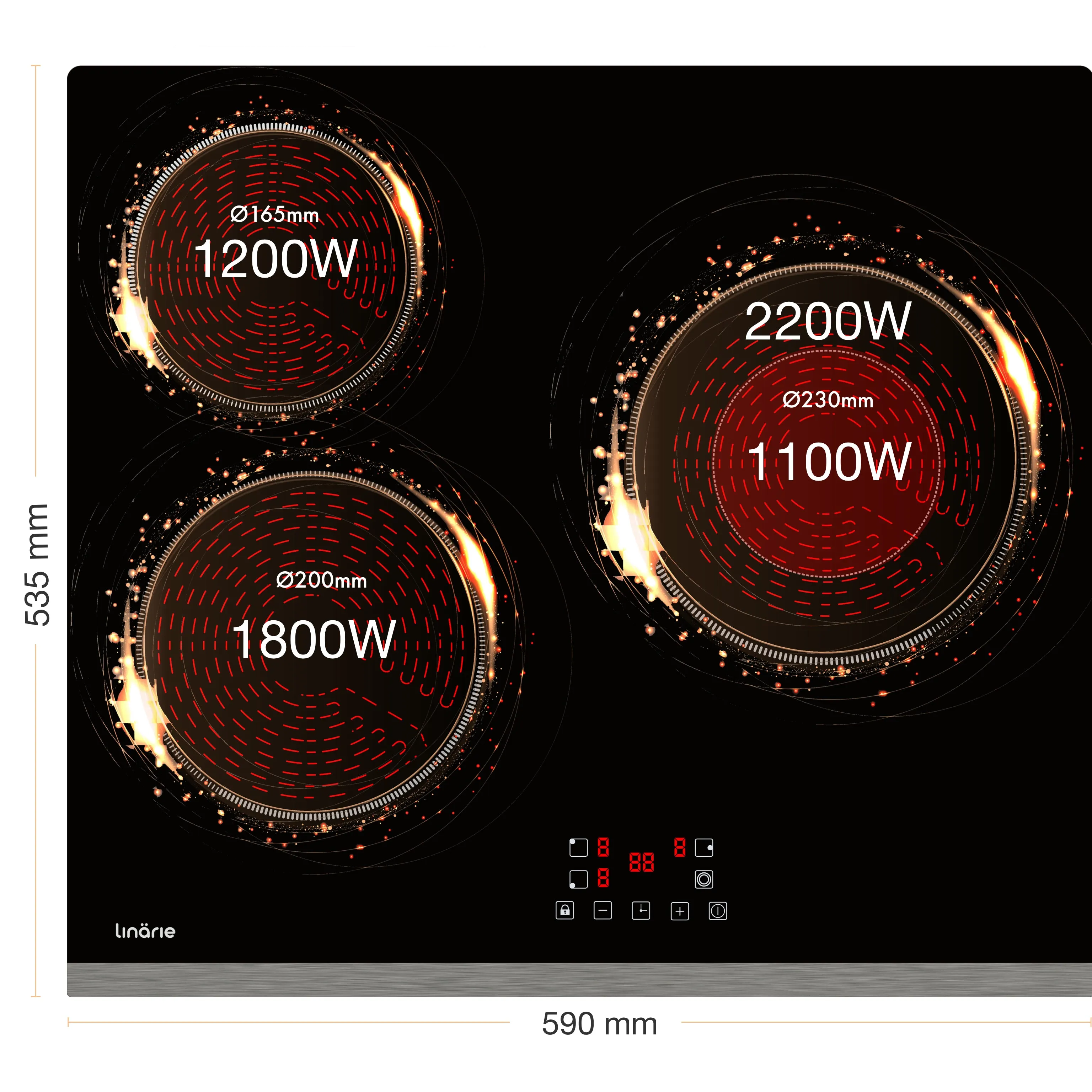 Nice 60cm 3 Zone Ceramic Cooktop LS60C3Z