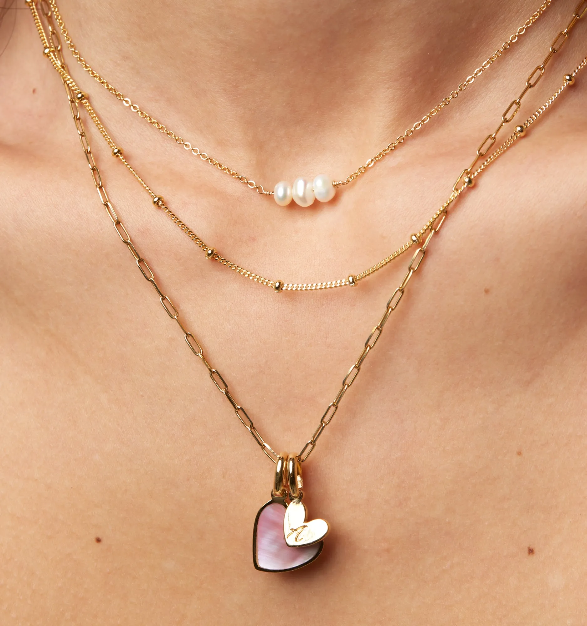Pink Mother of Pearl Initial Necklace