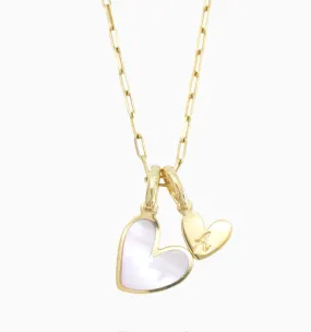 Pink Mother of Pearl Initial Necklace