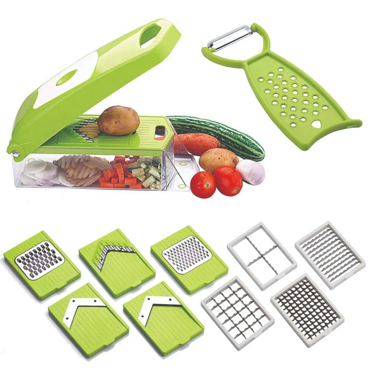 Plastic 14-in-1 Jumbo Manual Vegetable Grater,Chipser and Slicer - H00670