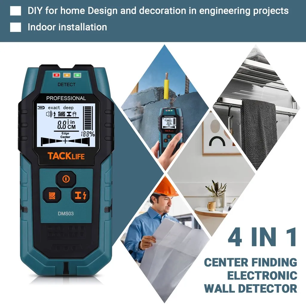 Professional Stud Finder Wall Scanner 3 In 1 Metal Wood Detector Digital Display