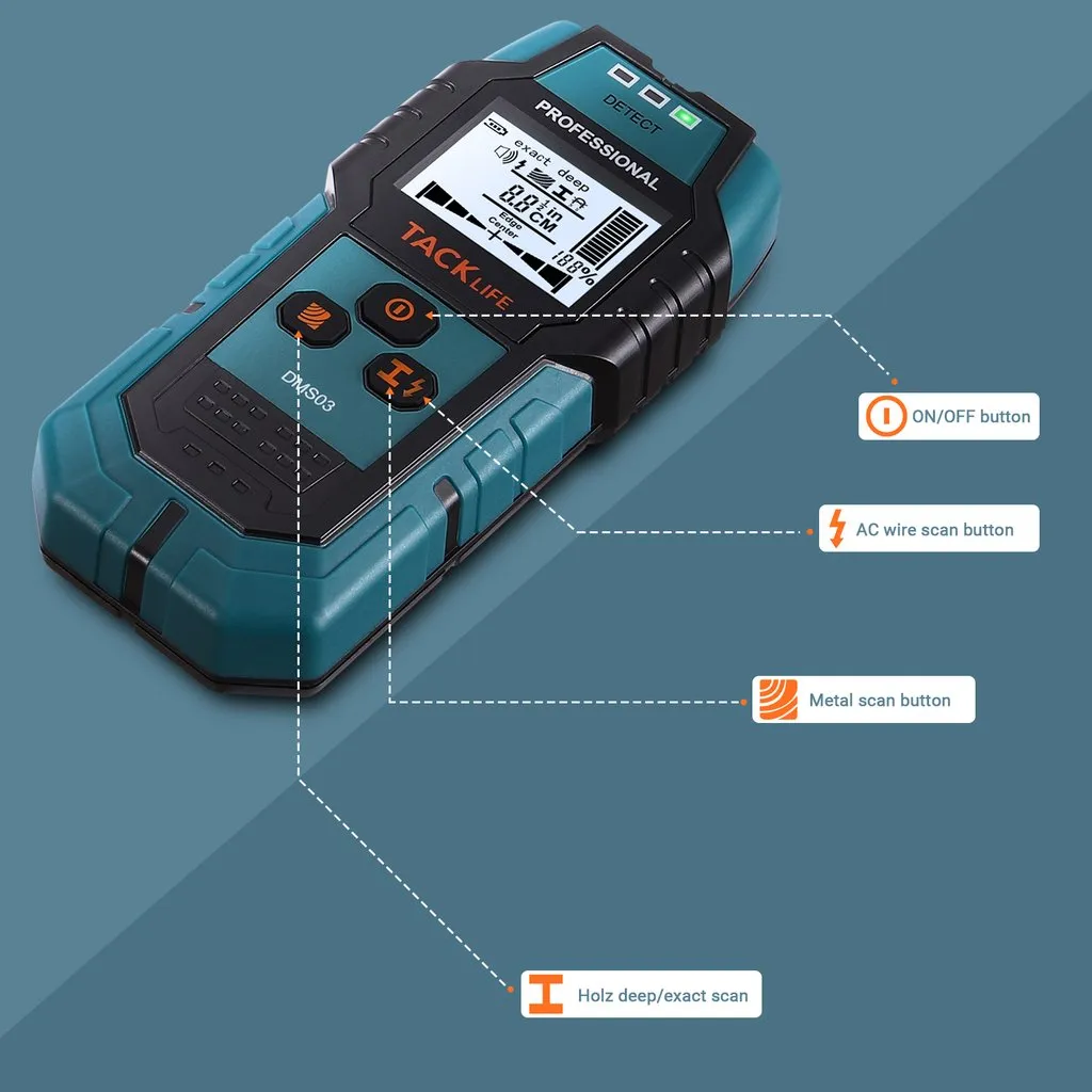 Professional Stud Finder Wall Scanner 3 In 1 Metal Wood Detector Digital Display