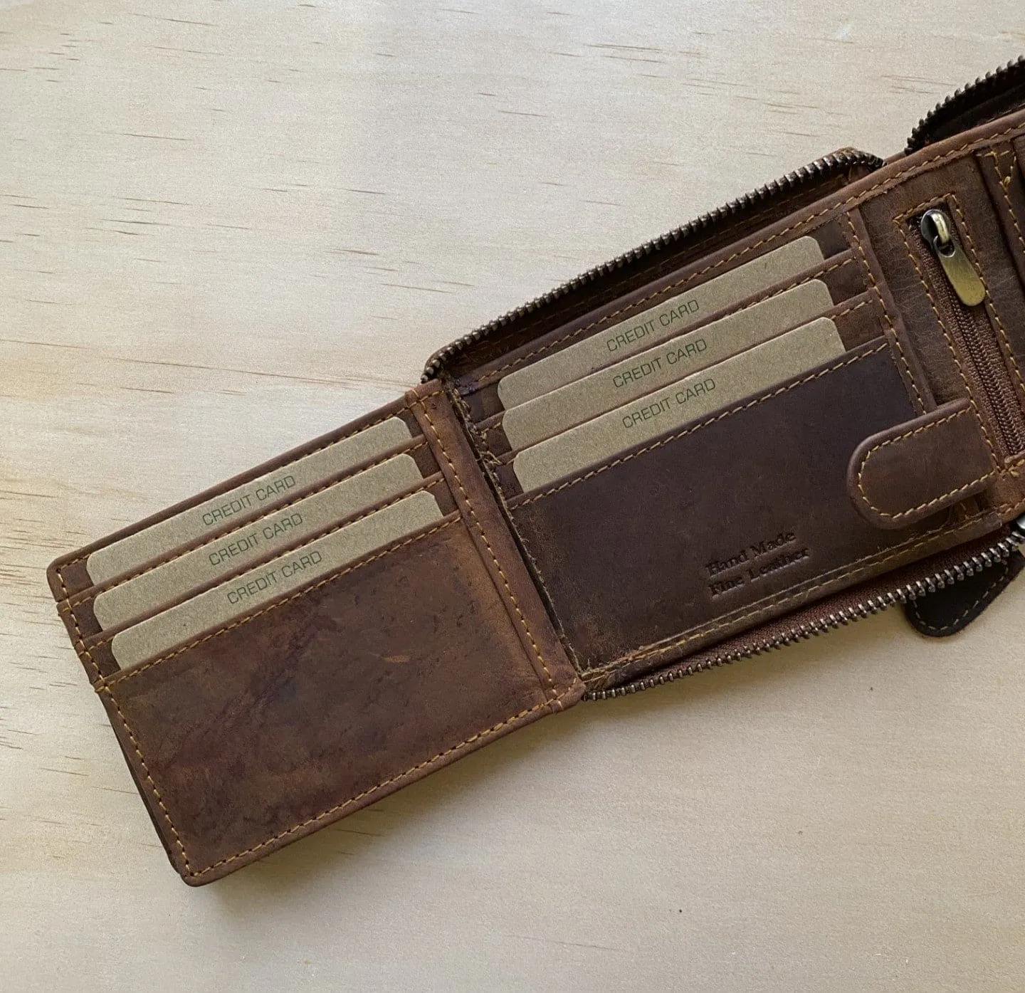Riders Zip Around Brown Leather Men Wallet - KALGHI