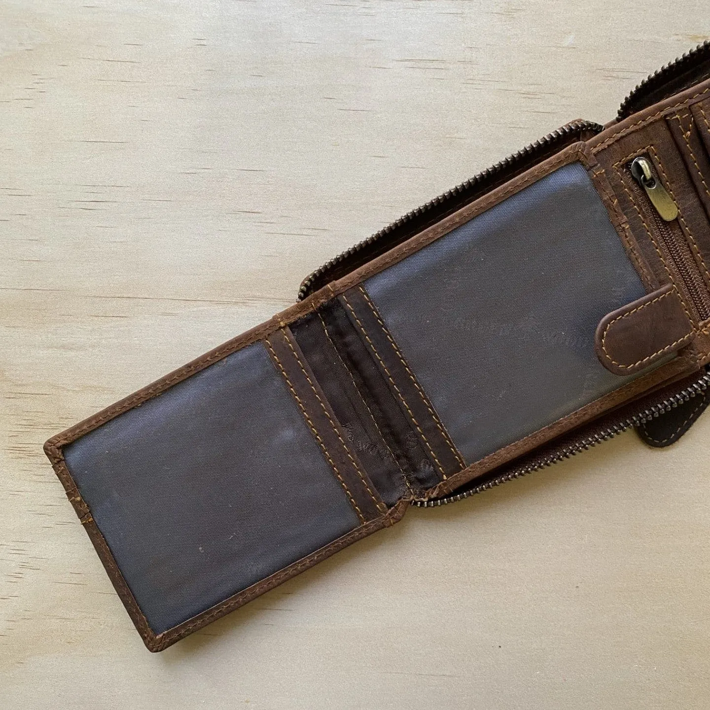 Riders Zip Around Brown Leather Men Wallet - KALGHI
