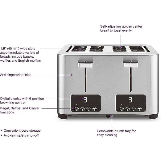 Salton Digital 4 Slice Toaster - Stainless Steel