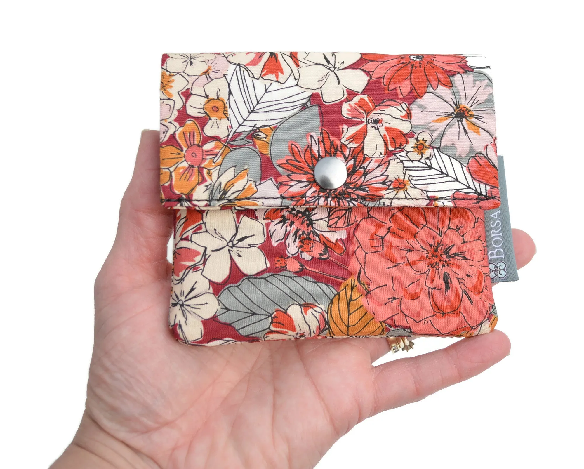 Small Slim Wallet - Light Weight - Added RFID Fabric - Kismet Dots Fabric