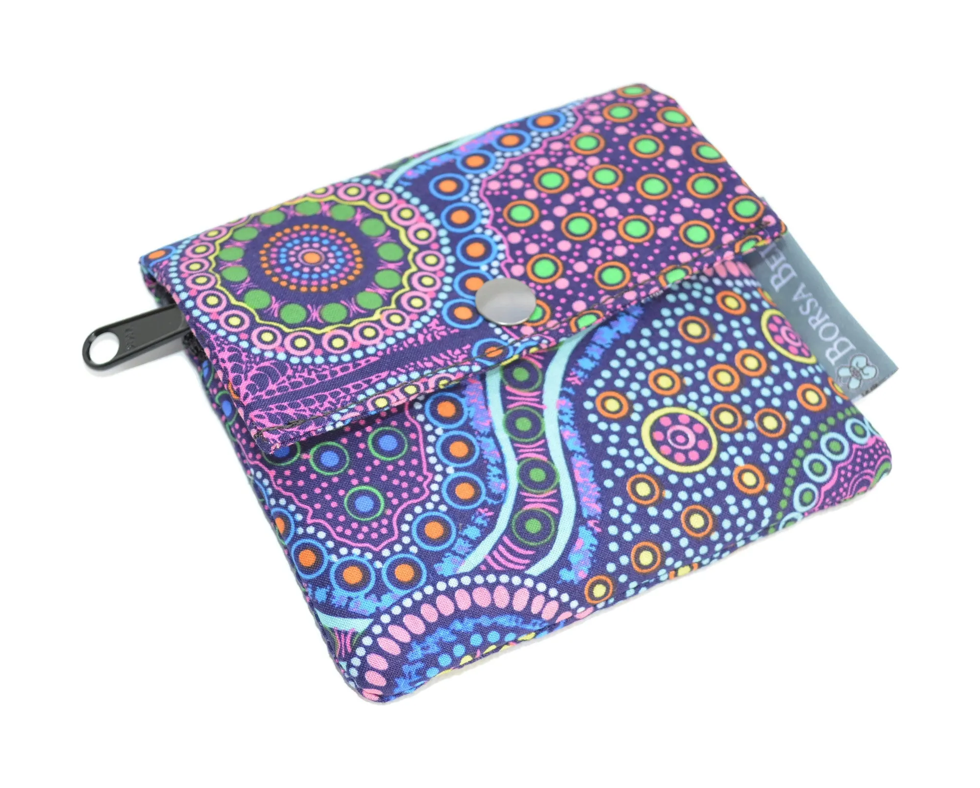 Small Slim Wallet - Light Weight - Added RFID Fabric - Wild Bush Flowers Fabric
