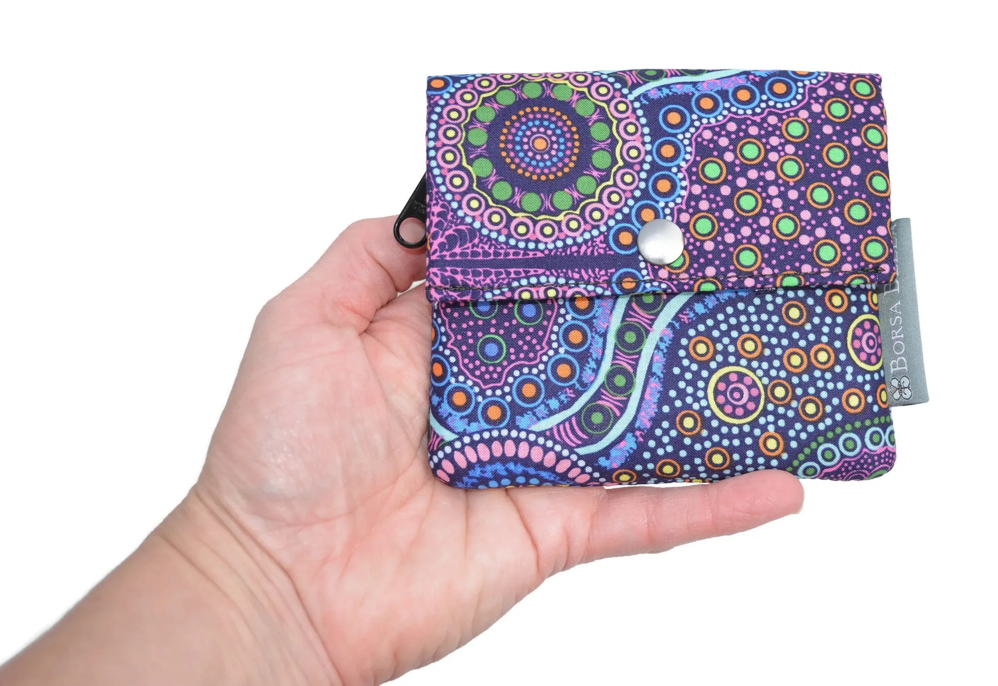 Small Slim Wallet - Light Weight - Added RFID Fabric - Wild Bush Flowers Fabric