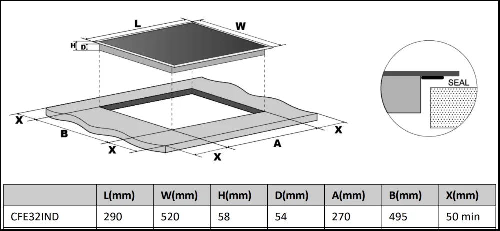 Technika CFE32IND 30cm Two Zone Induction Cooktop