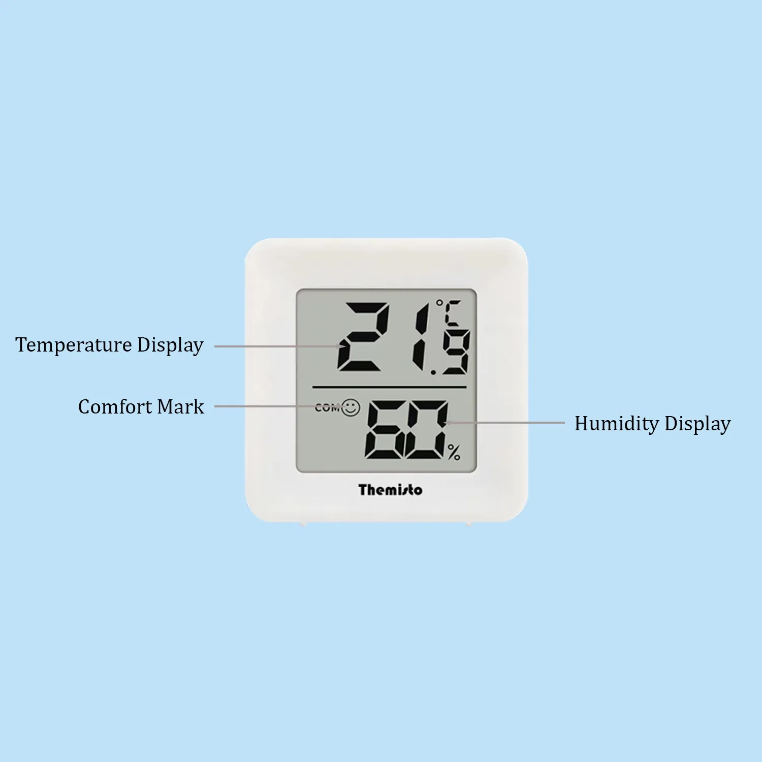 Themisto TH-HT1 Digital Hygrometer Thermometer Humidity Meter With Clock LCD Display