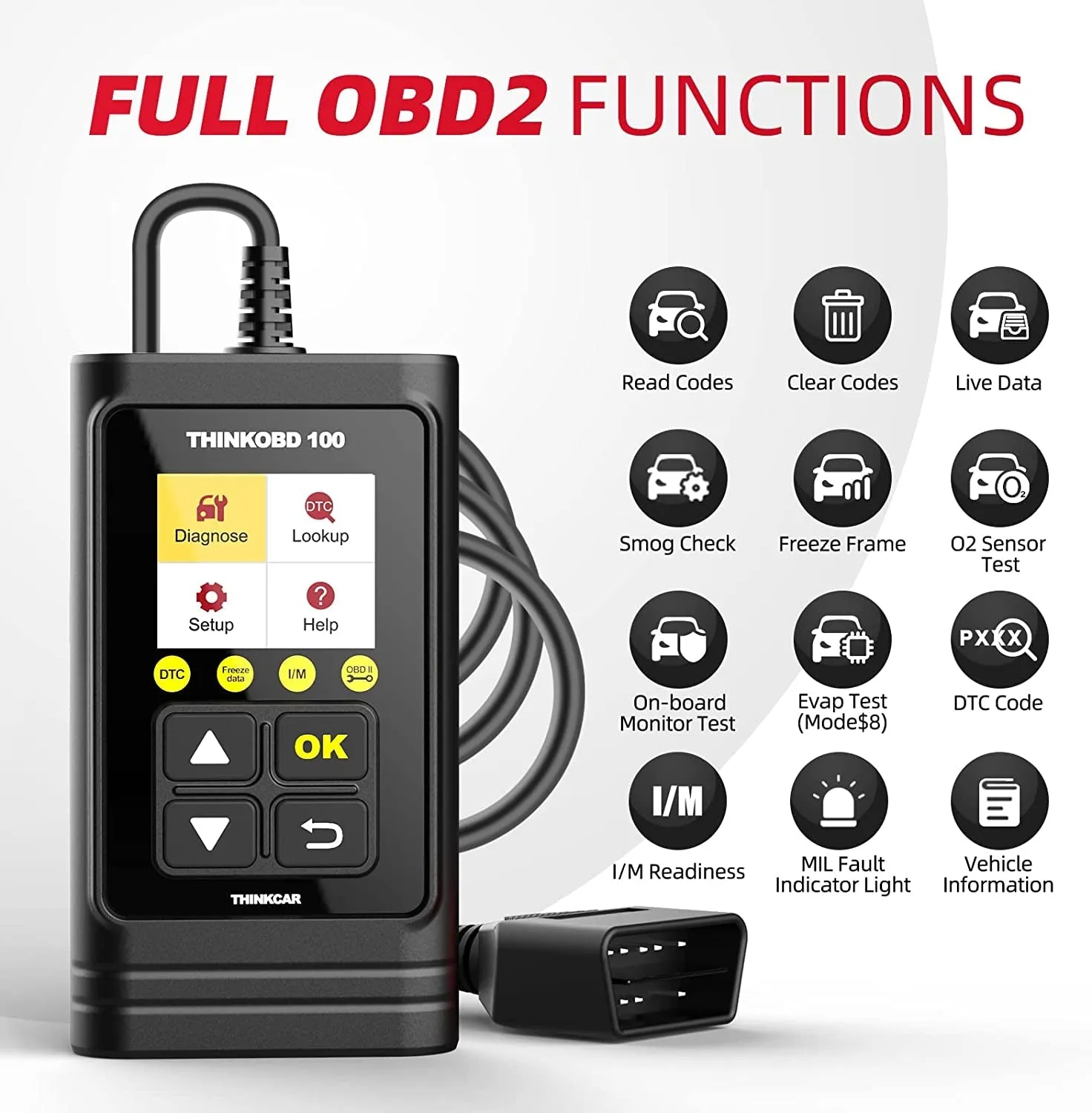 THINKOBD100 OBDII OBD2/ EOBD Vehicles Diagnostics Code Reader Scanner Tool/Auto Car Diagnostic/Scanner Automotive Engine Fault Code Reader/Auto Full-System Diagnostic Tool ODBII