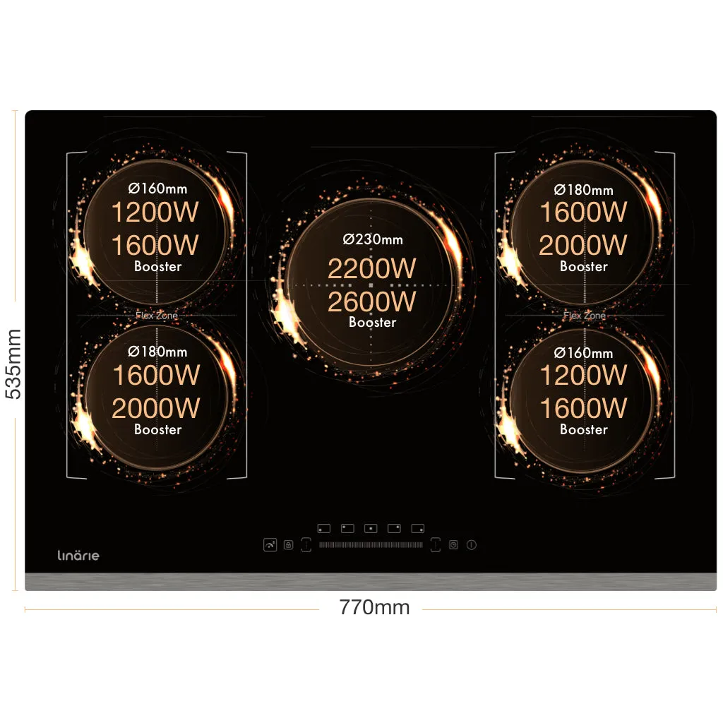 Toulouse 80cm 5 Zone Induction Cooktop with Double Flex Zone LS80I2F1Z