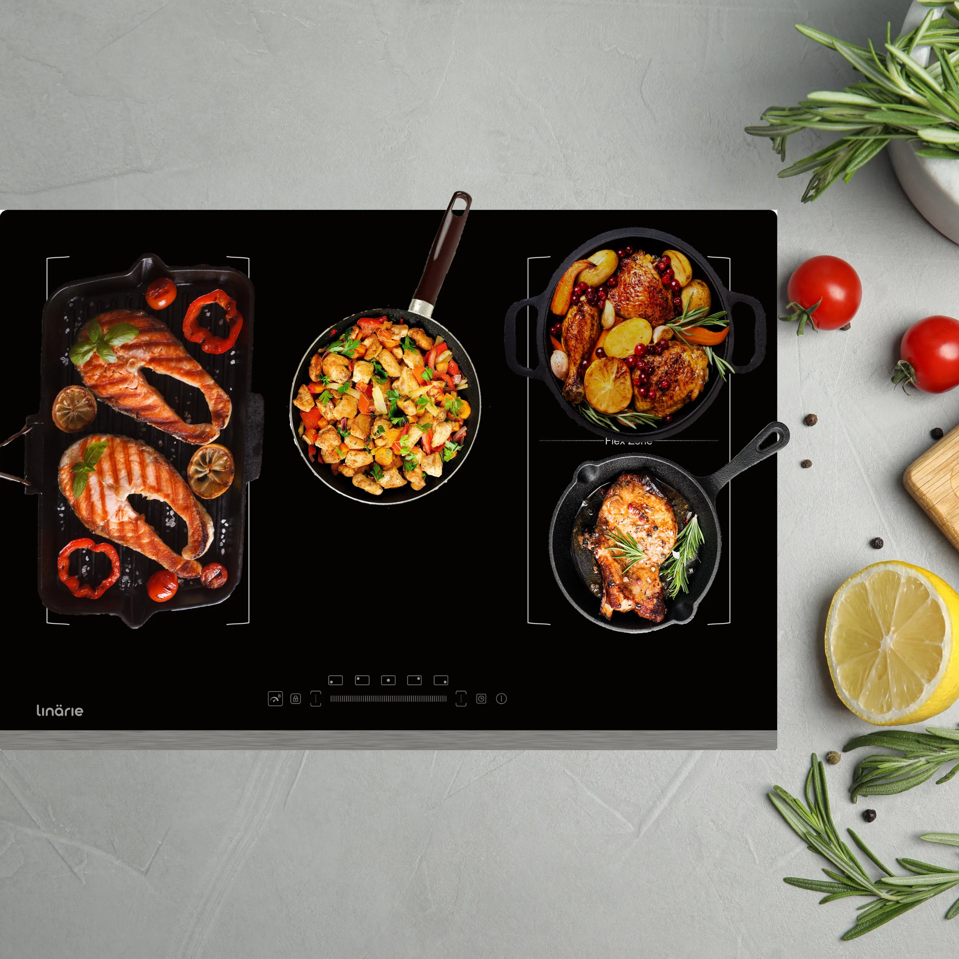 Toulouse 80cm 5 Zone Induction Cooktop with Double Flex Zone LS80I2F1Z