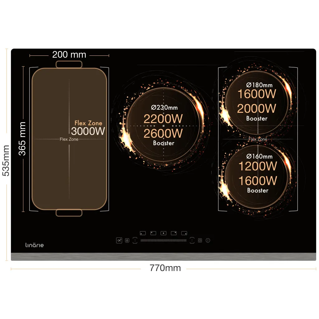 Toulouse 80cm 5 Zone Induction Cooktop with Double Flex Zone LS80I2F1Z