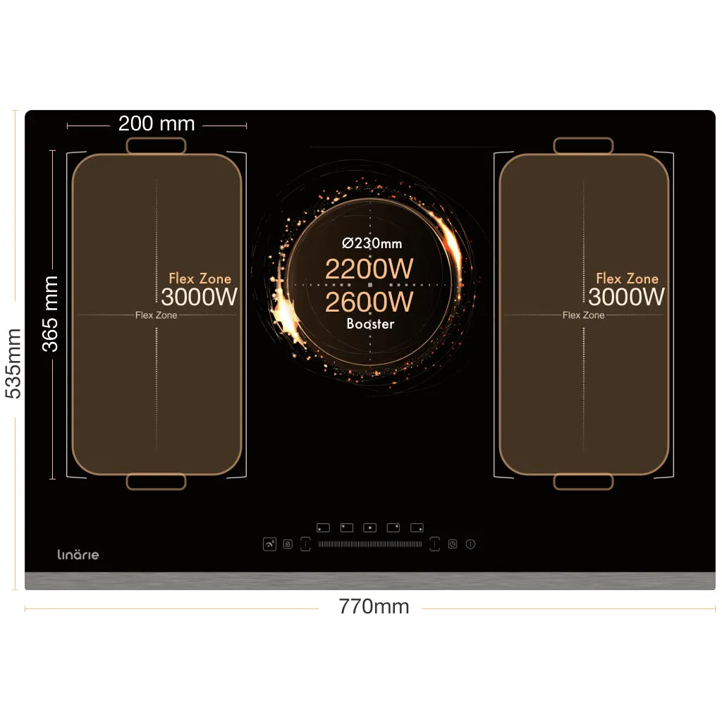 Toulouse 80cm 5 Zone Induction Cooktop with Double Flex Zone LS80I2F1Z