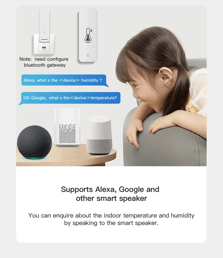Tuya BT Smart Temperature Humidity Sensor Indoor Hygrometer Bluetooth-Compatible APP Remote Control Works With Alexa Google Home