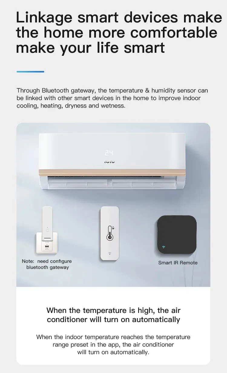 Tuya BT Smart Temperature Humidity Sensor Indoor Hygrometer Bluetooth-Compatible APP Remote Control Works With Alexa Google Home
