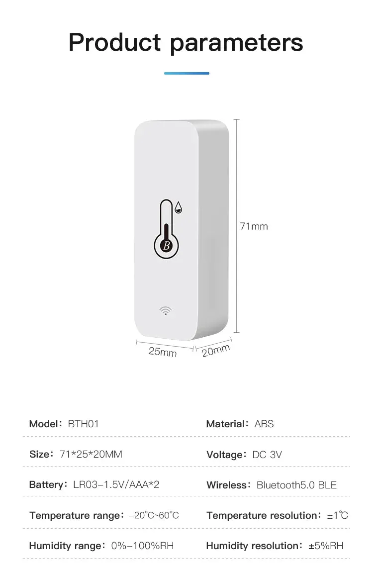 Tuya BT Smart Temperature Humidity Sensor Indoor Hygrometer Bluetooth-Compatible APP Remote Control Works With Alexa Google Home