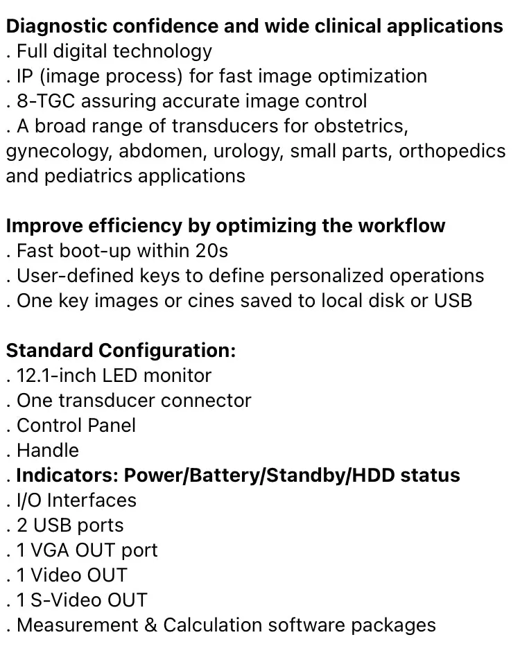 Veterinary Ultrasound BW Mindray DP10 Portable Multi-Application High Quality Bestseller Rated Scanner