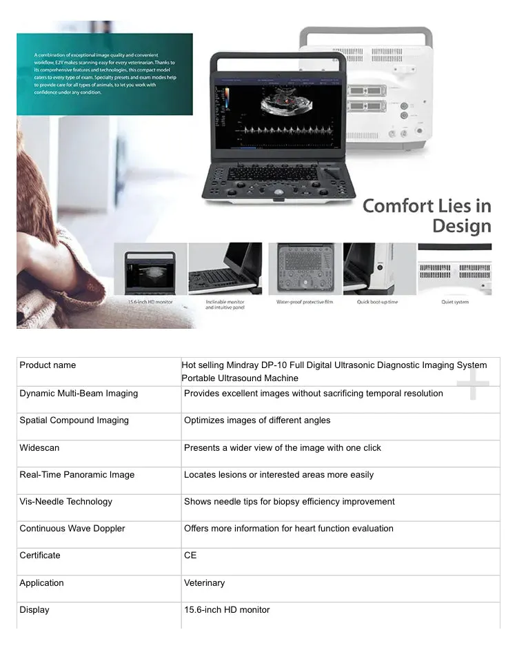 Veterinary Ultrasound BW Mindray DP10 Portable Multi-Application High Quality Bestseller Rated Scanner