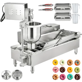 Vevor Automatic Donut Maker with 1.85 Gal Hopper 2 Rows Commercial Stainless Steel 3 Mold Sizes New