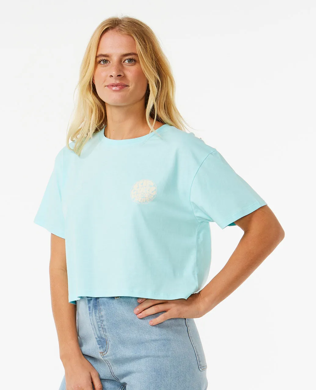 Wettie Icon Crop Tee - Sky Blue