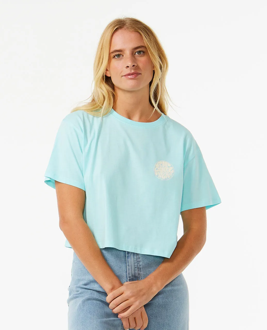 Wettie Icon Crop Tee - Sky Blue