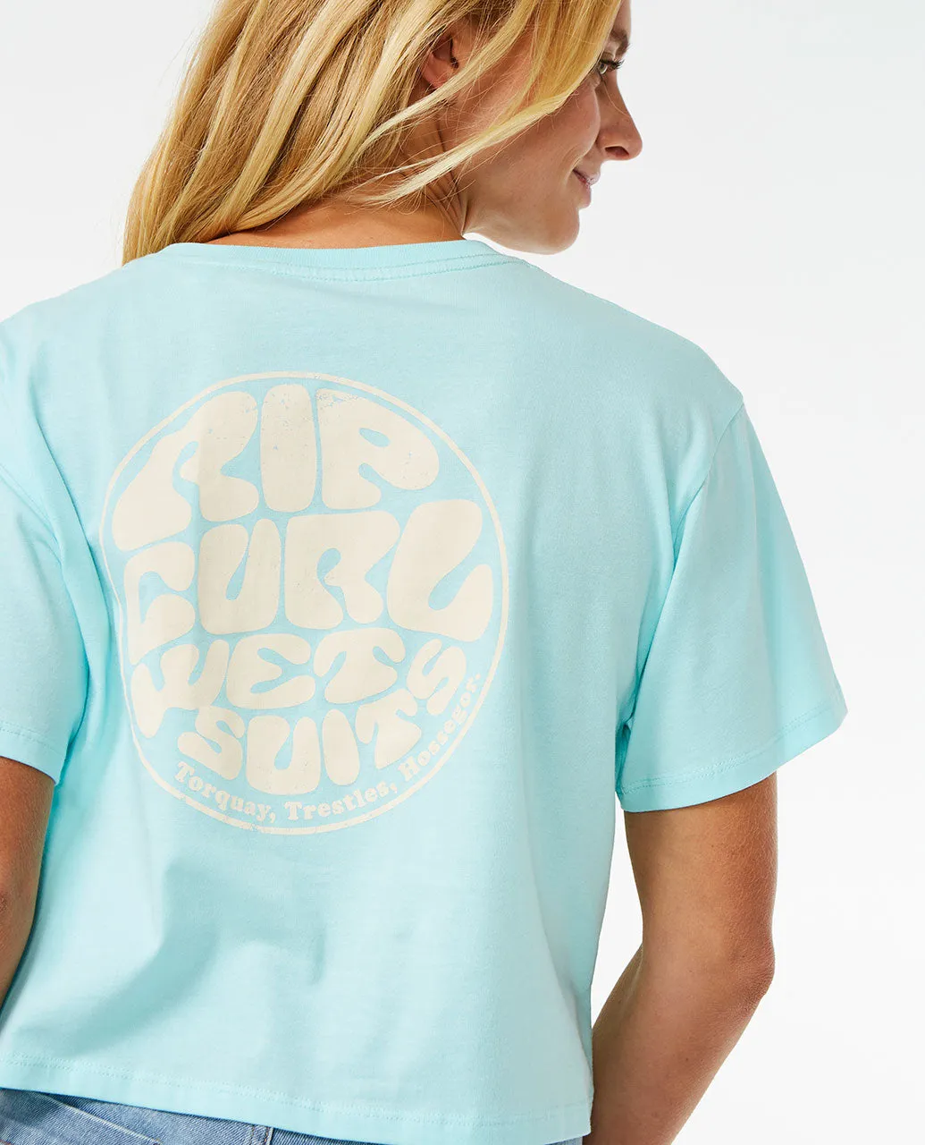 Wettie Icon Crop Tee - Sky Blue