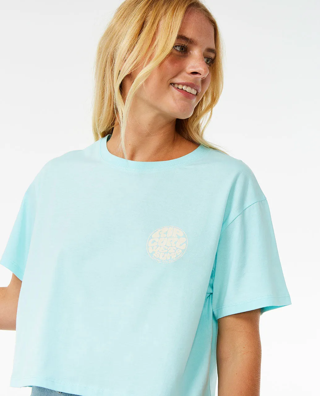 Wettie Icon Crop Tee - Sky Blue