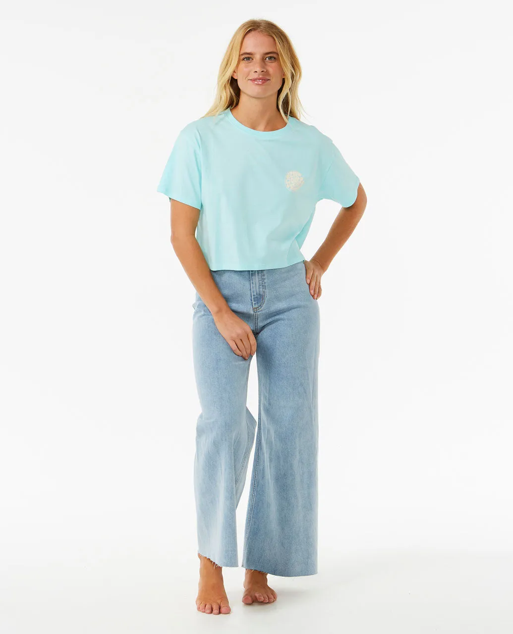 Wettie Icon Crop Tee - Sky Blue