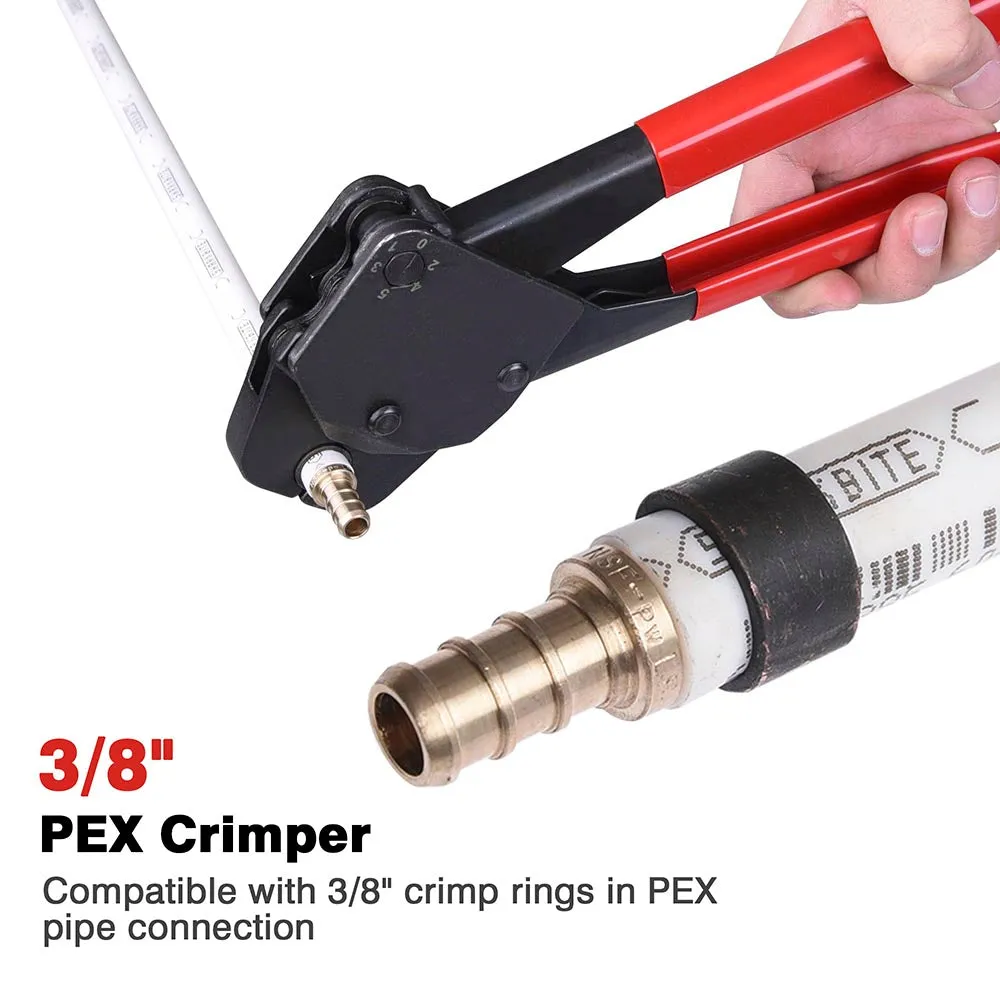Yescom Pex Crimp Tool Ring Crimper w/ Gauge 3/8" Red