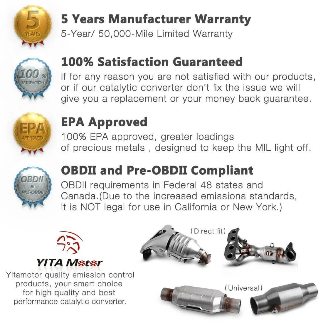 YITAMOTOR® 2002-2006 Toyota Camry & Solara 2.4L with Gasket Kit Exhaust Manifold Catalytic Converter
