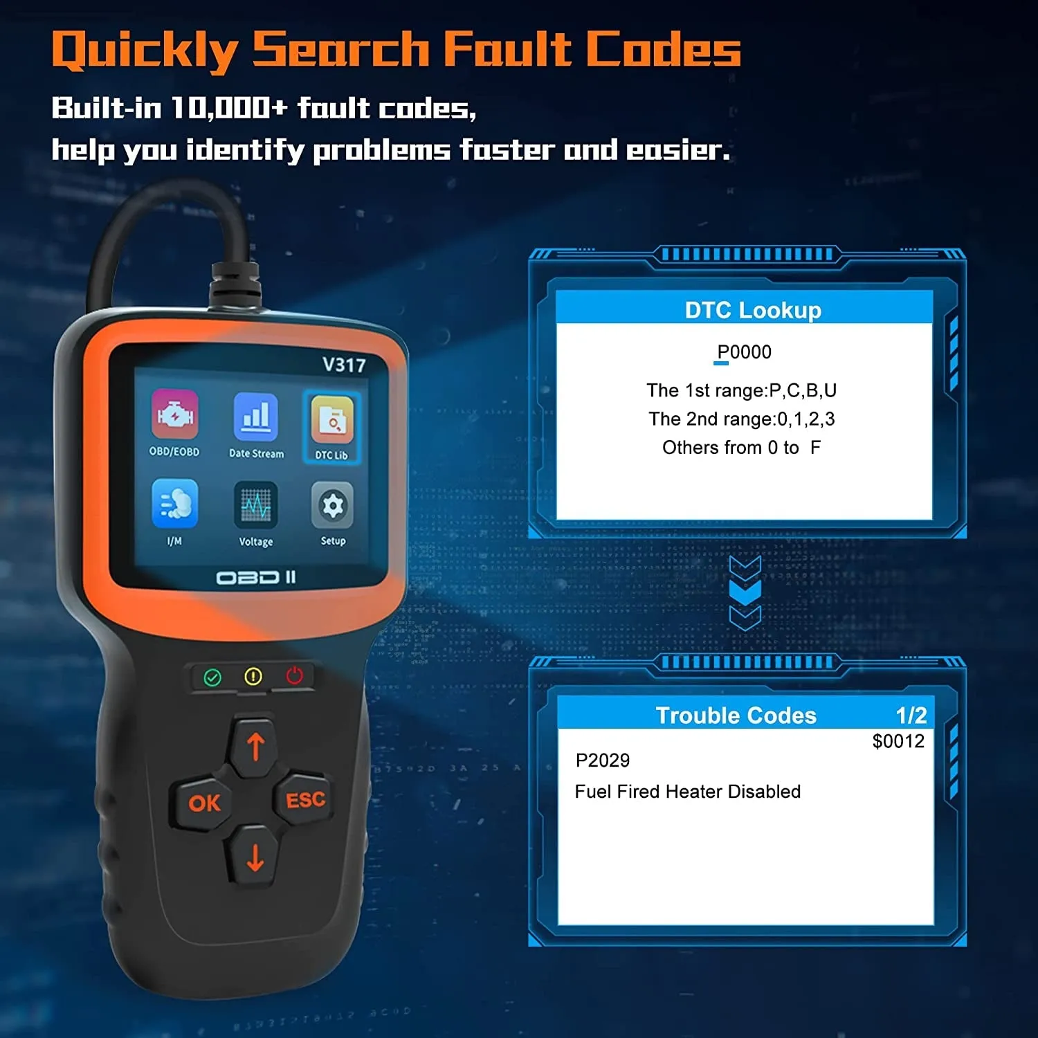 Zmoon OBD2 Scanner Diagnostic Tool, Vehicle Check Engine Code Readers with Reset & I/M Readiness & More, Car OBDII/EOBD Diagnostic Scan Tool for All Vehicles after 1996